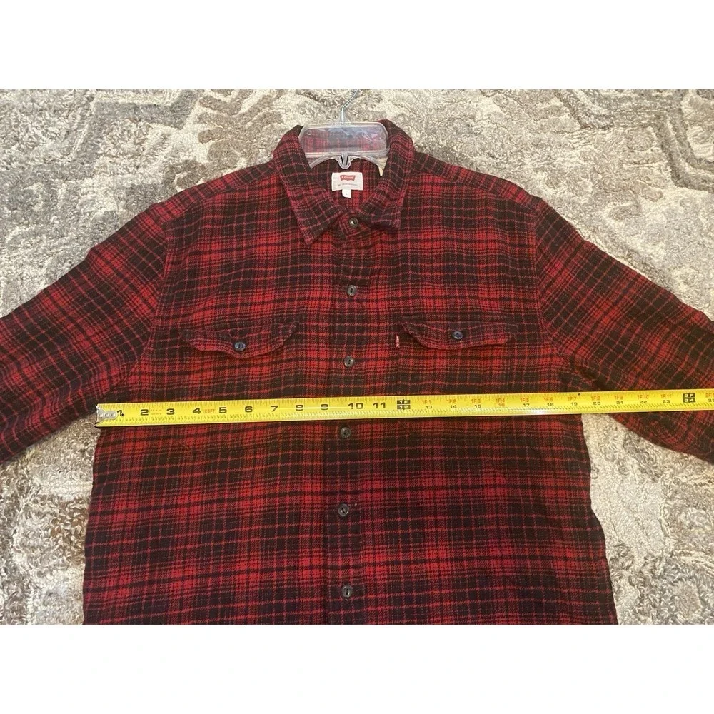 Levis Shirt Mens Large Classic Worker Overshirt Long Sleeve Flannel Red Plaid